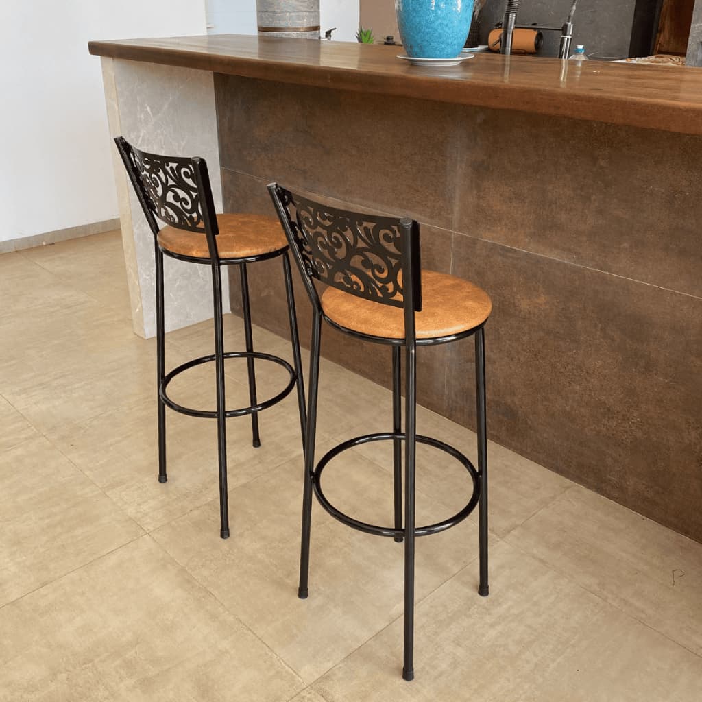 Kit 2 Banqueta Redonda Alta/Baixa Funcional Perfeita para Sala, Balcão e Cozinha