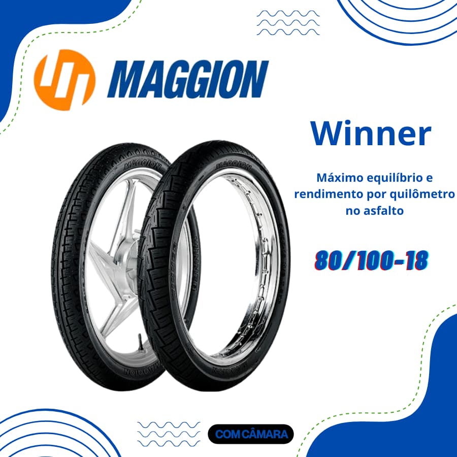 Pneu Dianteiro 80/100-18 Uso Com Câmara Winner Maggion Cg Titan Fan Fazer Factor 150 160