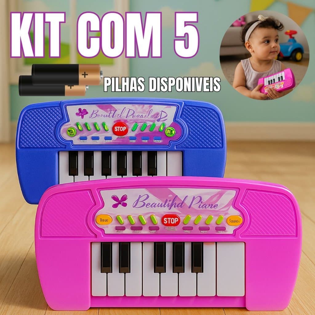 Brinquedo Piano Infantil Criança Bebê Neném Teclado Musical 2 Modos Som Presente Divertido Pilhas