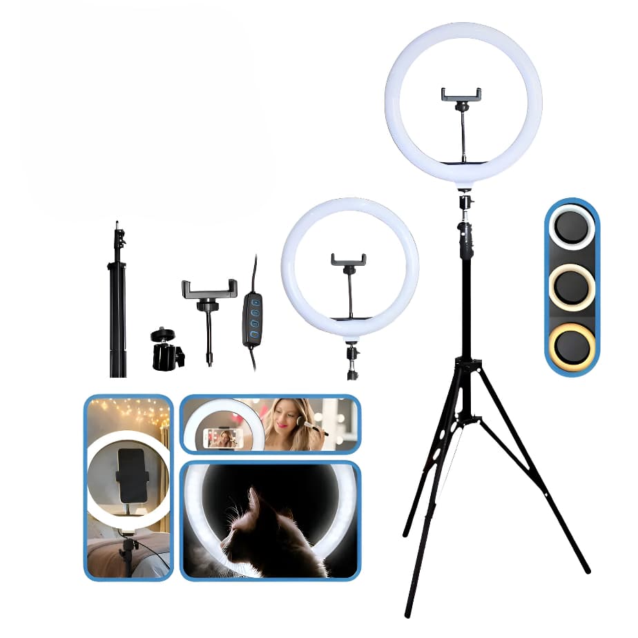 Ring Light LED Iluminação Luz Profissional 12  Polegadas Vídeos Fotos Maquiagem Selfie Celular 360