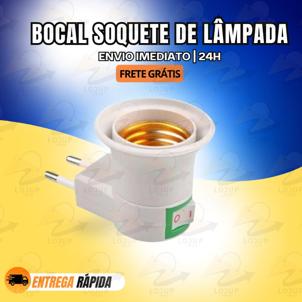 Kit 10 Soquete E27 Branco com Chave Liga/Desliga – Direto na Tomada