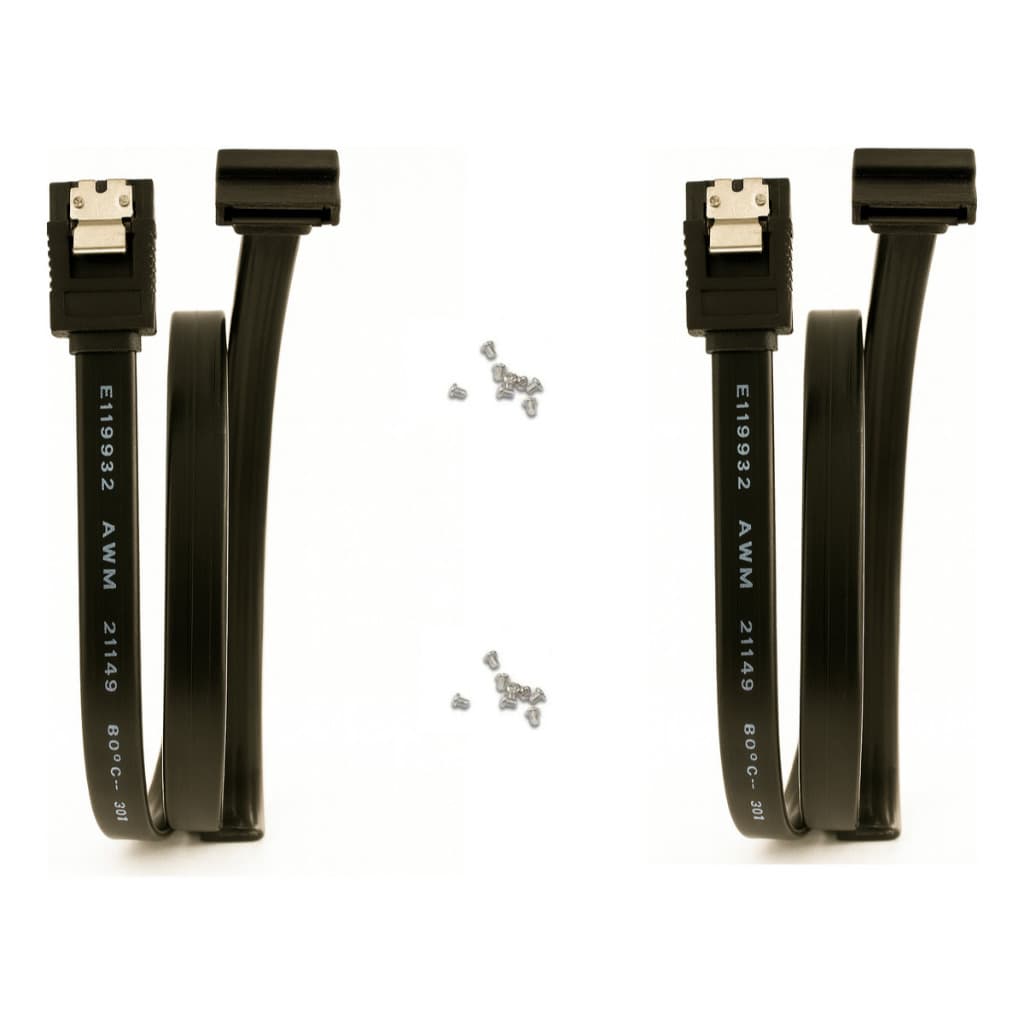 Kit Dois Cabos Sata 6 Gb/s Sata 3 Sataiii Uma Ponta 90o e uma ponta Reta + 8 Parafusos Gamer