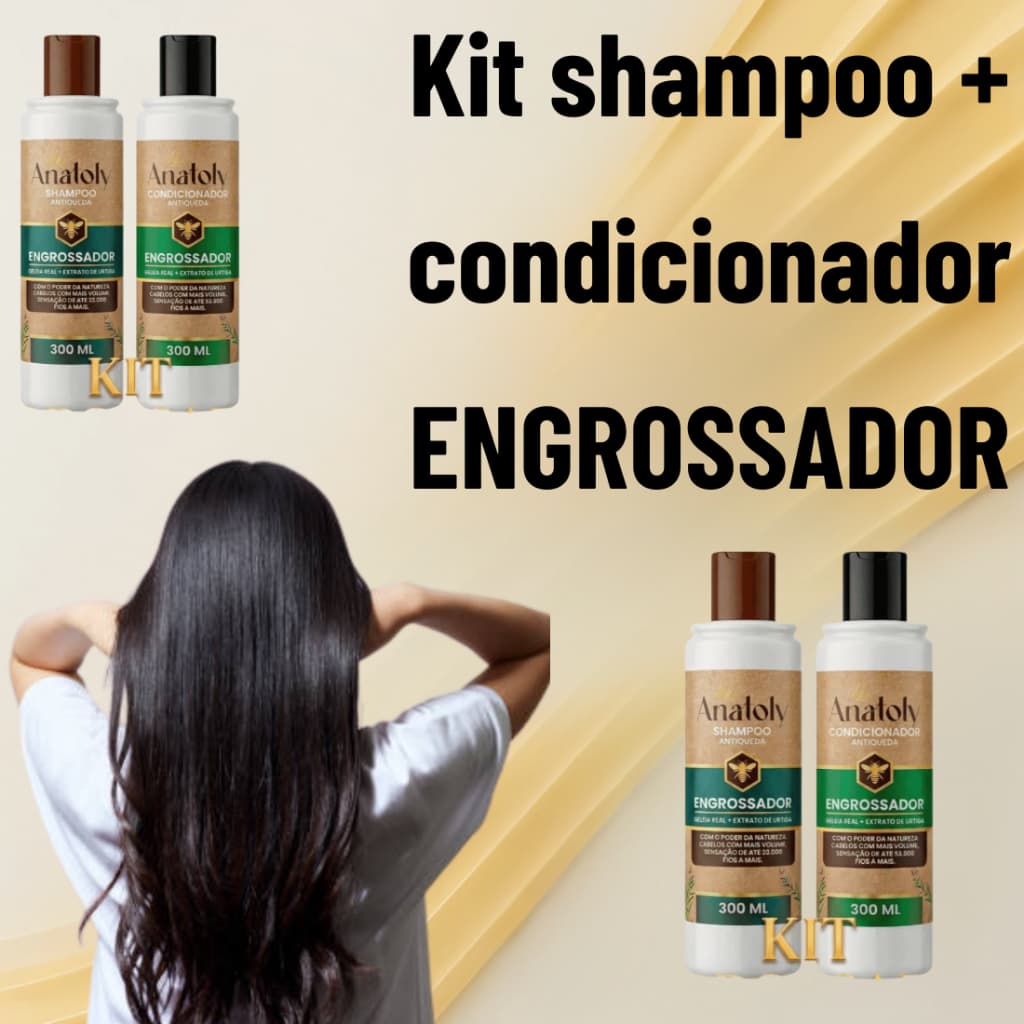 Kit Engrossador  Geleia + Extrato de Urtiga Shampoo e Condicionador Anatoly Antiqueda  300ml