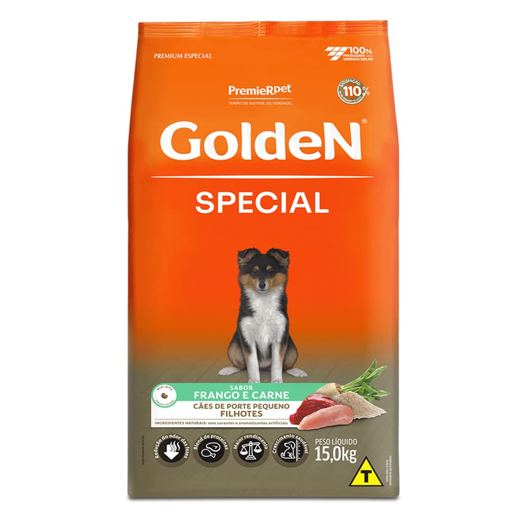 Golden Special Cães Filhotes Porte Pequeno(Mini Bits) Frango e Carne