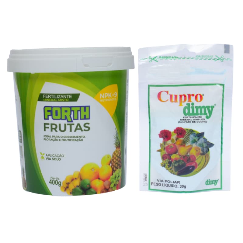 Kit Fertilizante Forth Frutas 400g + Fertilizante Cupro Dimy 30g