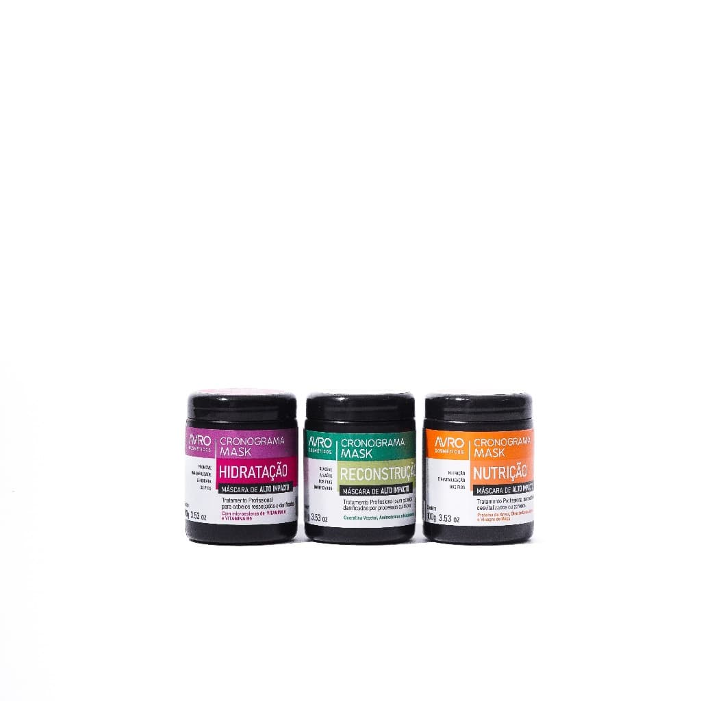 Kit Cronograma Crono Mask Avro Máscara de Reconstrução + Máscara de Nutrição + Máscara de Hidratação