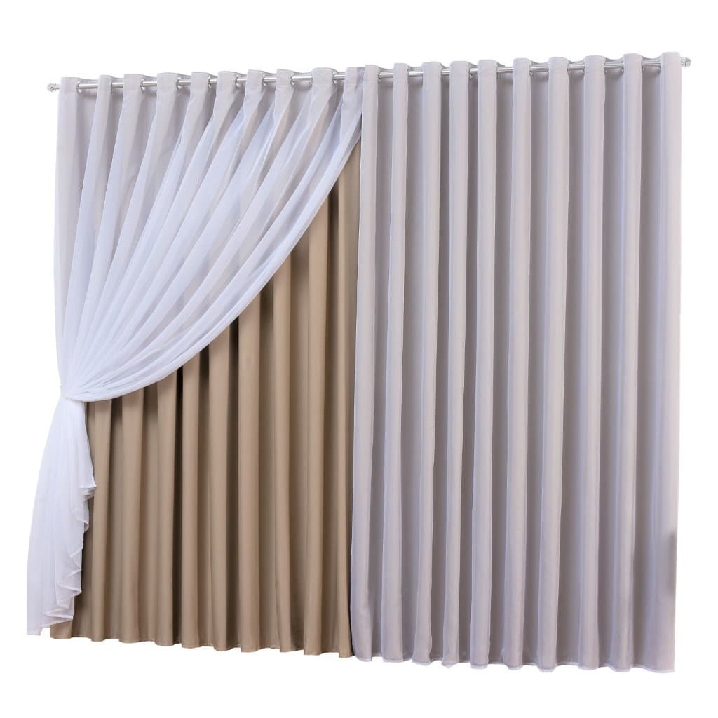 Cortina blackout com voil moscou corta luz para sala e quarto decorativa cores lisas varios tamanhos