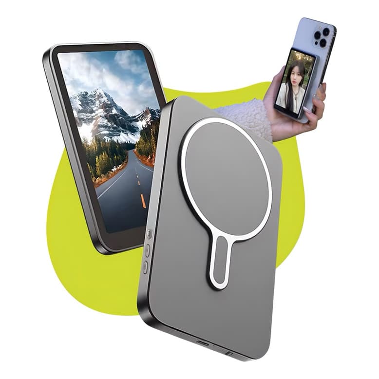 Tela Magnética Monitor Para Celular Sem Fio Tela Projetor Smartphone Selfie Vlog Gravação  Monitor Magnética Traseira