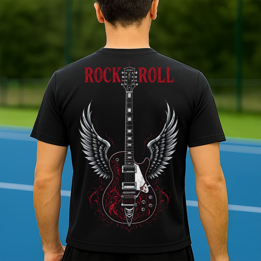 Camiseta Dry Fit Masculina Estampada Rock N' Roll P ao GG Leve Respirável Academia Treino