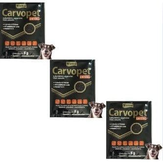 Kit 3x Suplemento Alimentar Carvopet Sachê 8g Cães e Gatos Vetbras