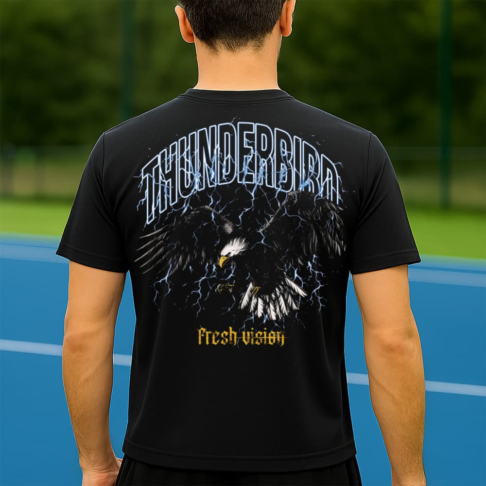 Camiseta Dry Fit Masculina Estampada Falcão com Raios P ao GG Leve Respirável Academia Treino