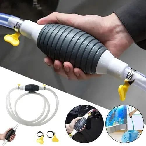 Bomba de Sucção Manual com Mangueira + Abraçadeiras Transferência Óleo Etanol Gasolina Água