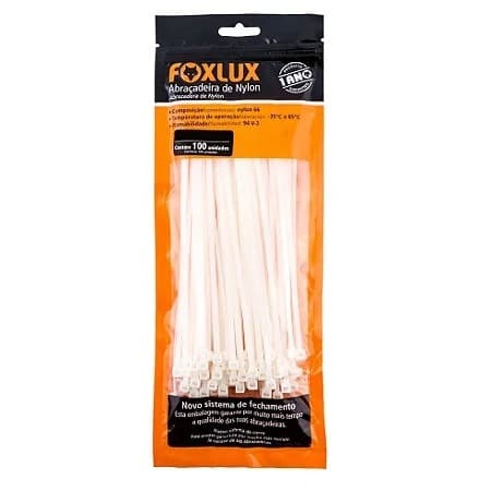 Abraçadeira Nylon 280x3,5 Enforca Gato, Branco Embalagem Com 100 Unidades - Foxlux
