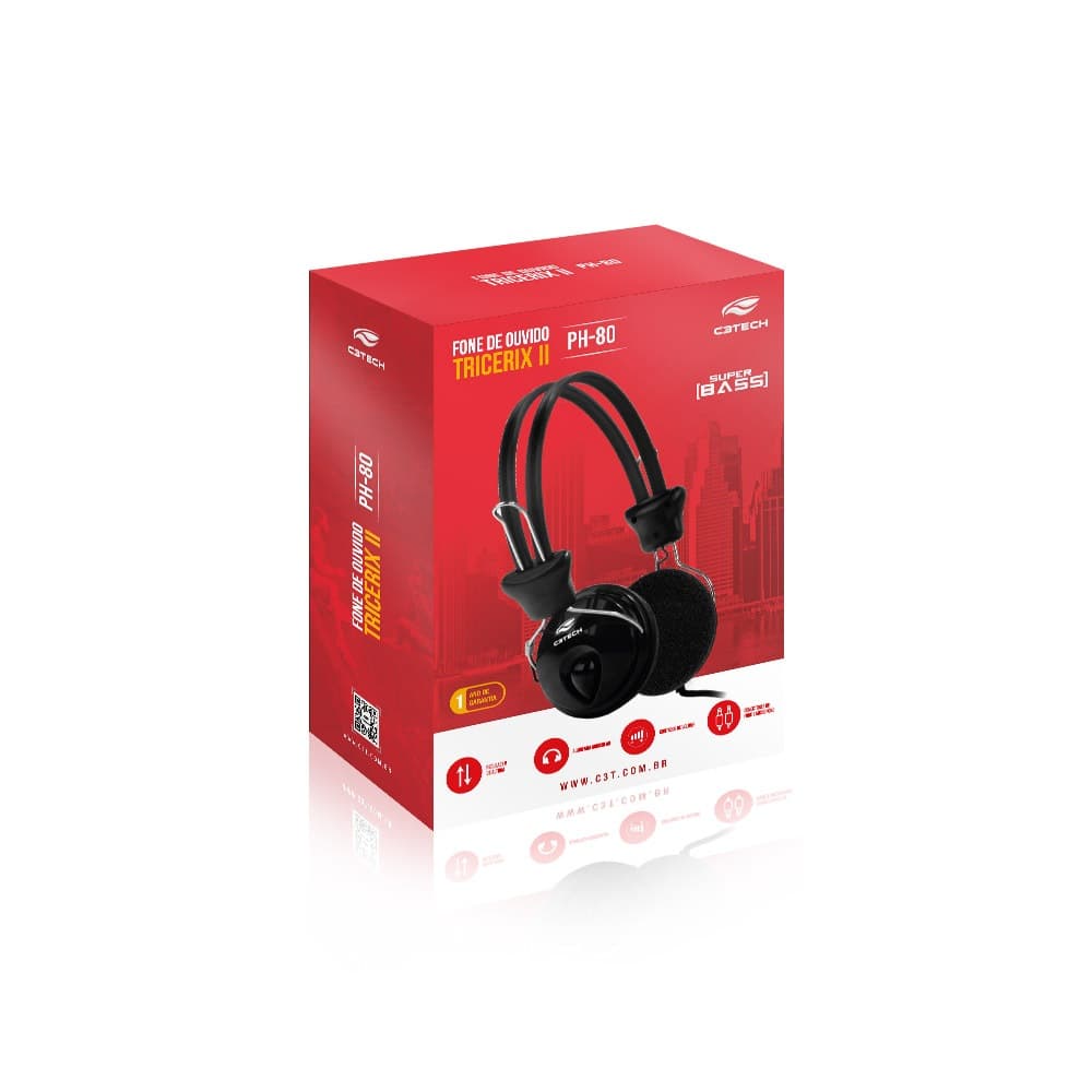 Fone De Ouvido Headset Com Microfone P2 Preto PH-08 Pc Notebook Call Center Escritório Tricerix C3T