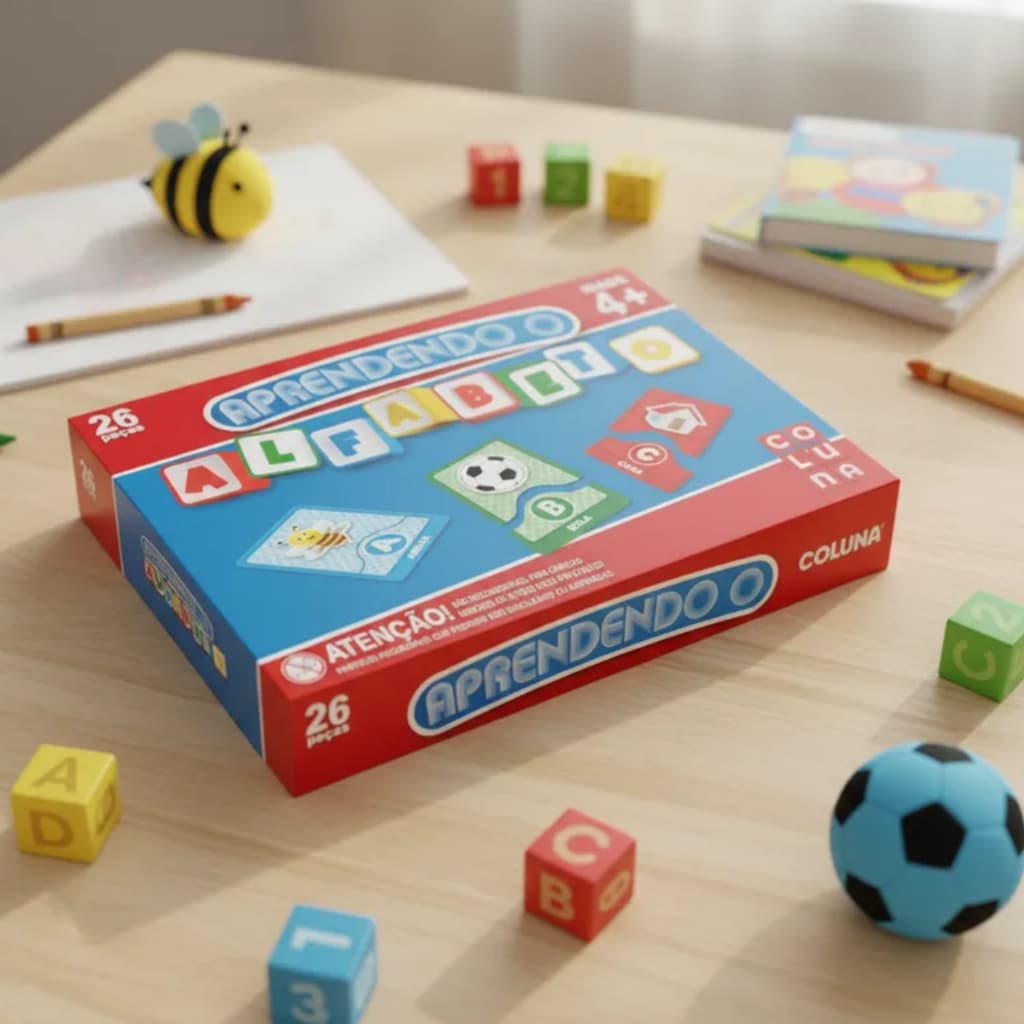 Jogo pedagogico aprendendo o Alfabeto -  26 peças - Coluna - Pais e filhos