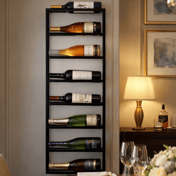 Adega Mini Bar Suporte Suporte de Parede Prateleira de Bebidas Moderna Estilo Industrial 8 Garrafas Barzinho Suspenso