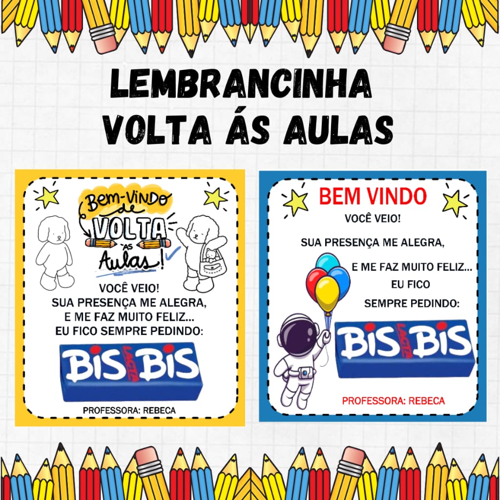Card Bis Volta as Aulas - Lembrancinha Volta as aulas - NÃO ACOMPANHA BIS-