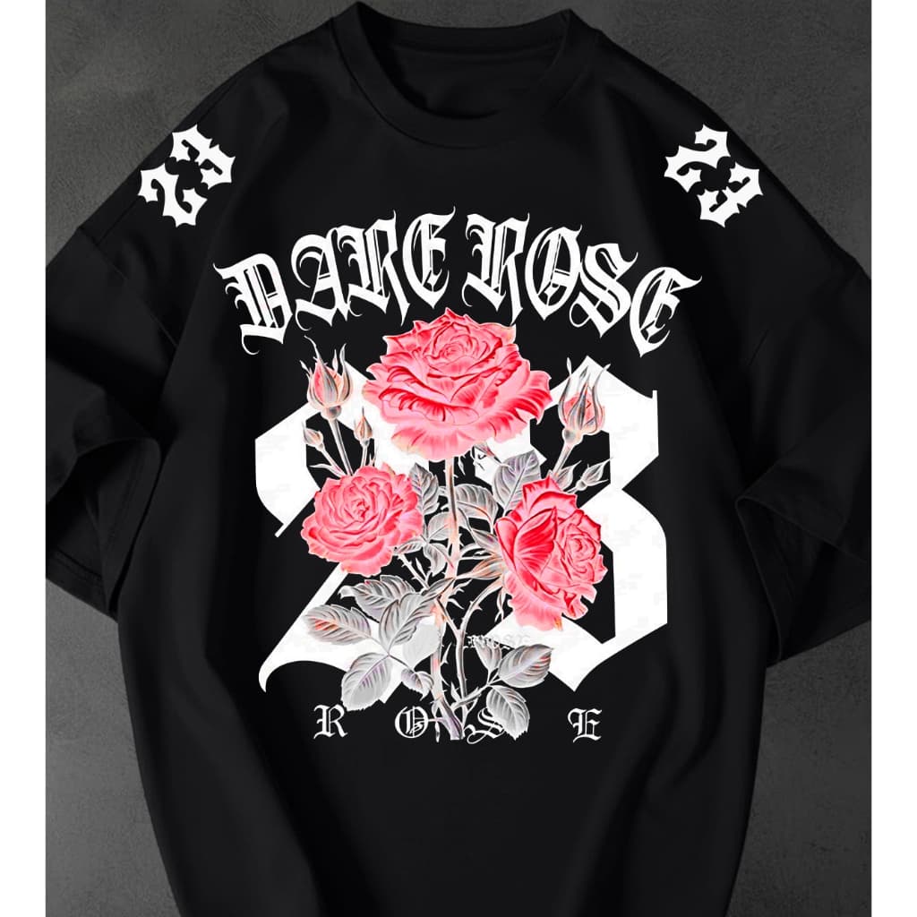 Camisetão Feminina Rare Rose 23 Estampada Streetwear Oversized Estilosa Tshirt 100% Algodão Premium