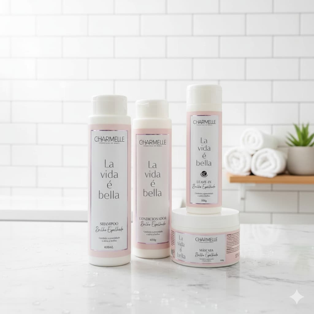 1 Kit Capilar Profissional La Vida é Bella Charmelle Nutrição e Revitalização Profunda dos Fios