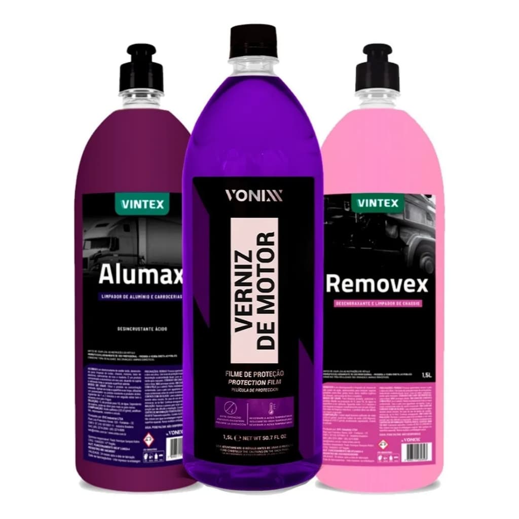 Kit Limpeza Alumax + Verniz + Removex 1,5l Vintex Vonixx