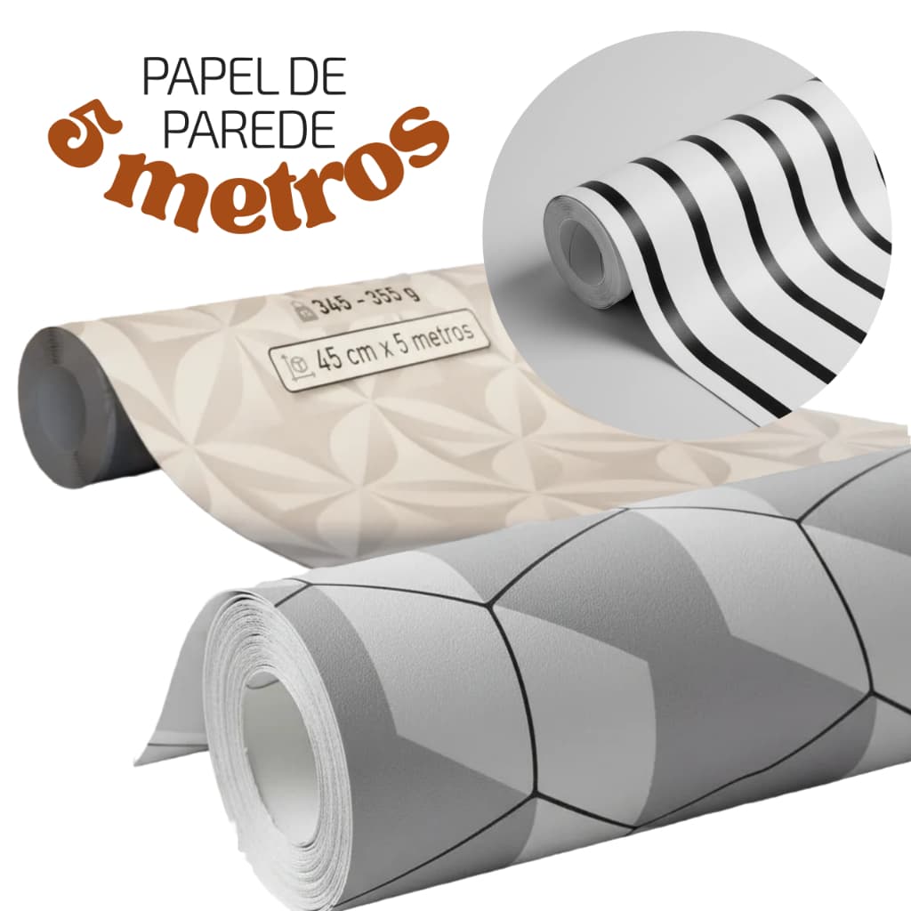 Papel Parede 5 Metros Autoadesivo Ultra Resistente Sala Escritório Cozinha Banheiro