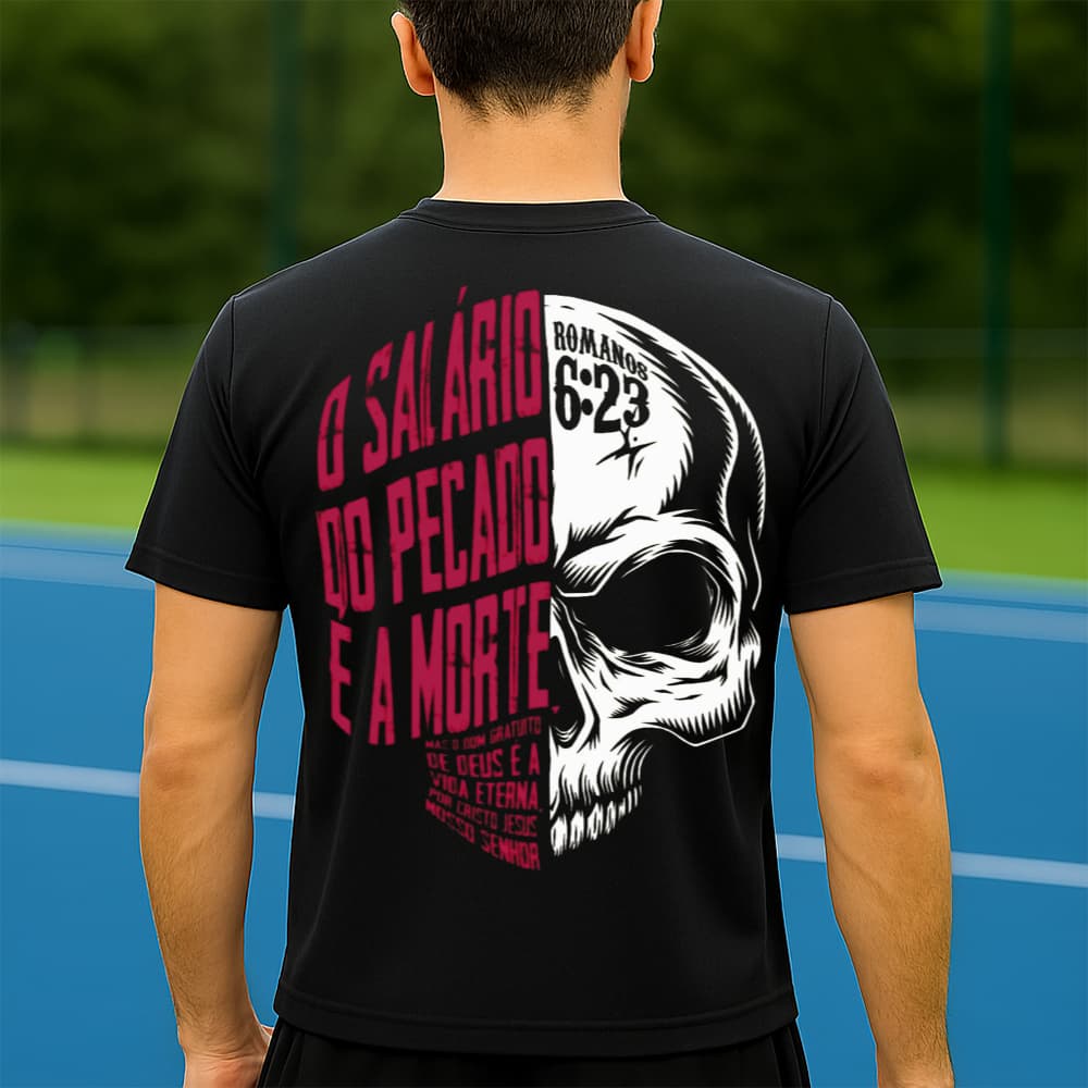 Camiseta Dry Fit Masculina Estampada Caveira Religiosa P ao GG Leve Respirável Academia Treino