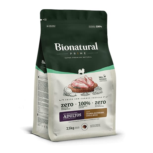 Ração Para Cachorro 2,5KG Bionatural Prime Cão Adulto Raças Pequenas Sabor Frango e Arroz