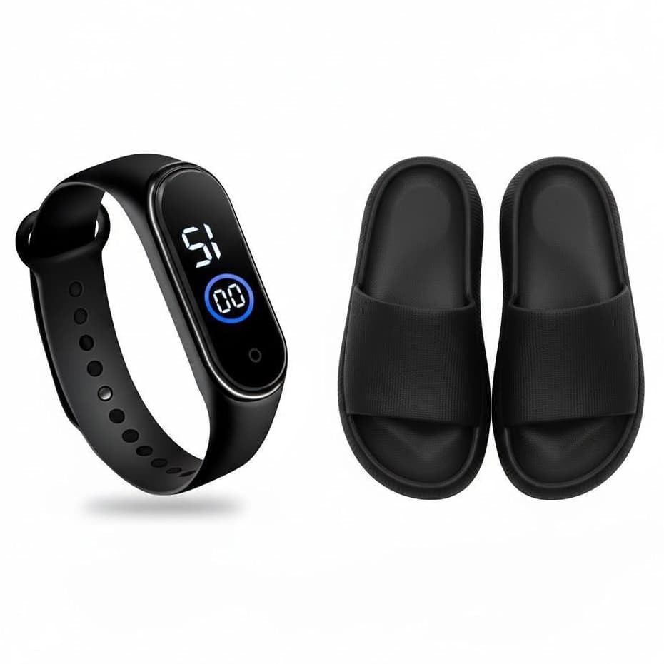 Chinelo Nuvem Slide Ortopédico Feminino Masculino Macio Flexível + Relógio Digital Esportivo