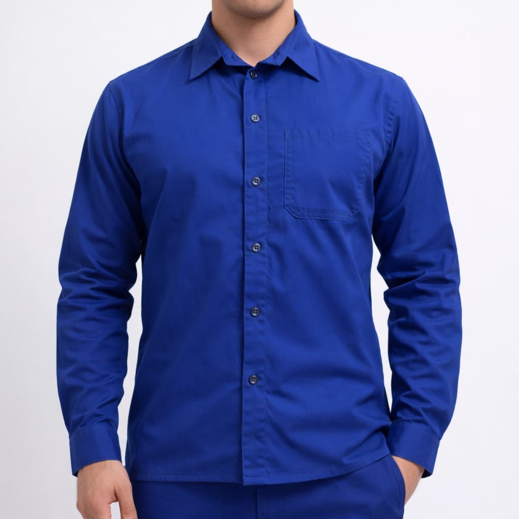 Camisa Brim Profissional Aberta com Fechamento Frontal
