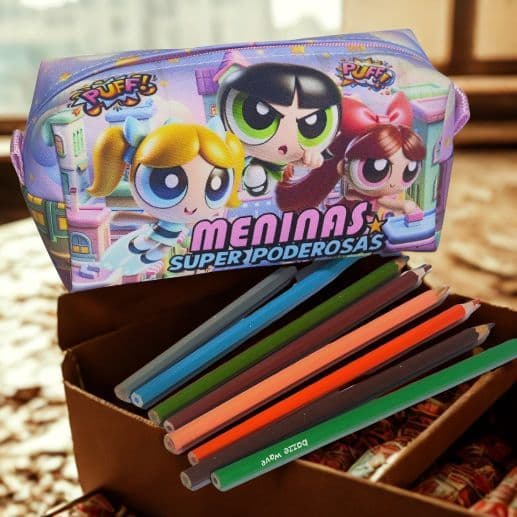 Estojo Escolar Infantil Meninas Superpoderosas – Colorido, Resistente e Espaçoso