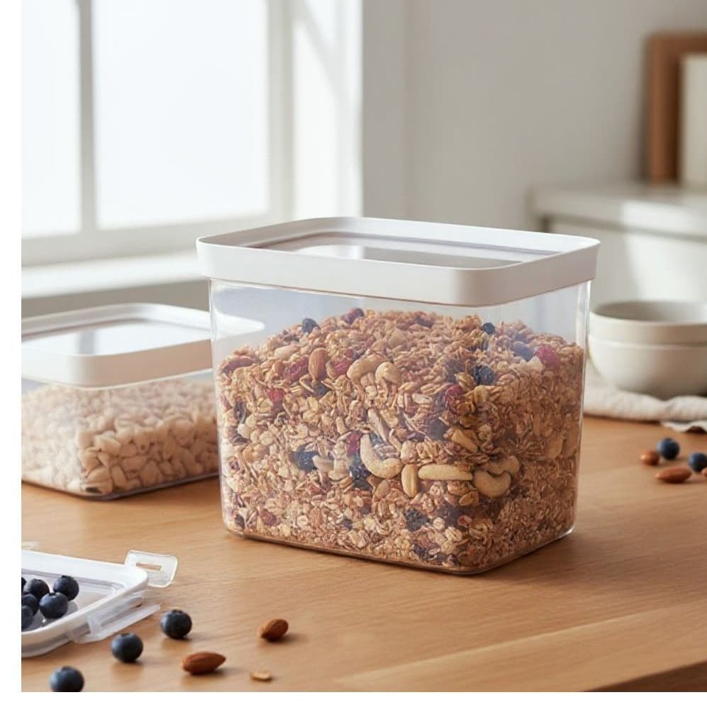 Helsim Potes Armazenamento Arroz Feijão tampa hermética Acrílico transparente Tamanhos 1 pç 4L e 1 pç 2,5L