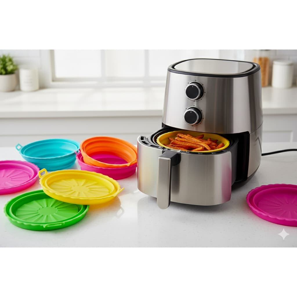 Cesto Forro de Silicone Reutilizável Para Air Fryer Forno Fritadeira Assadeira Antiaderente - GP Inox