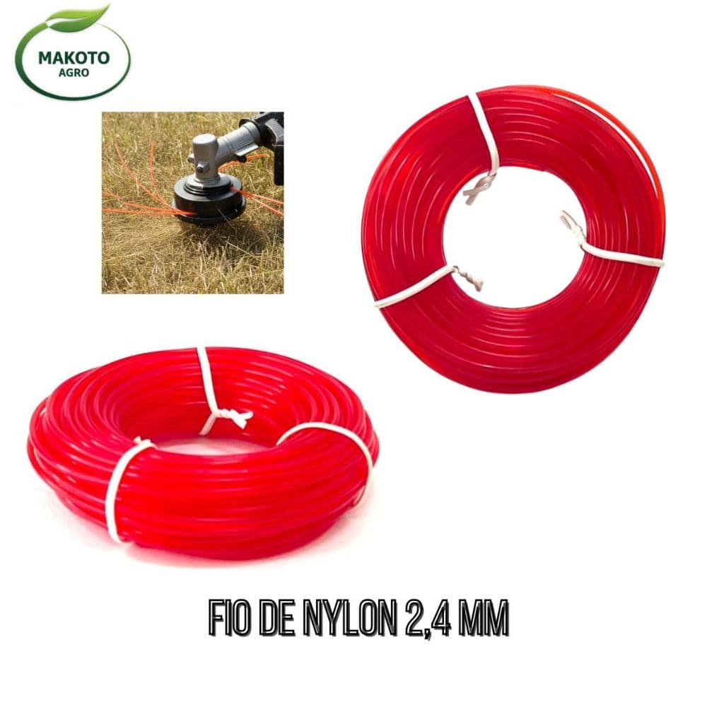 Fio Nylon Vermelho 2,4mm 100g Linha Para Roçadeira