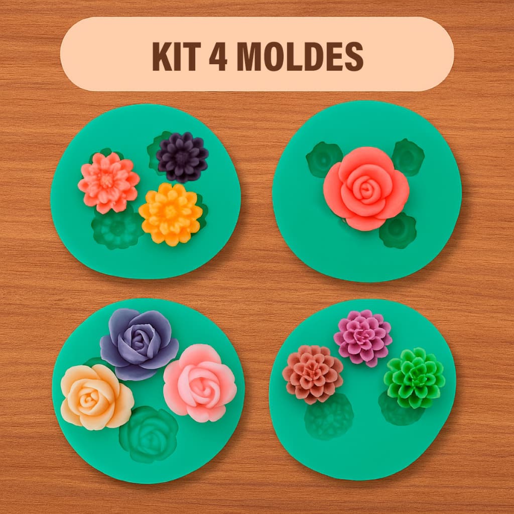 Molde De Silicone Flor Rosa Diversas Para Decoração Bolo Confeitaria Biscuit Pasta Americana Artesanato