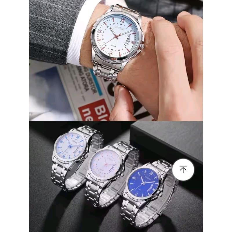 Relógio masculino simples negócios luz azul calendário à prova dwaterproof água avançado relógios de aço i