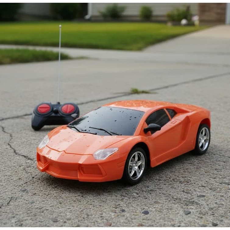Carrinho De Controle Remoto 1:18 Com Luzes Laranja