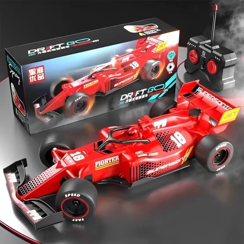 Carrinho de Controle Remoto F1 Recarregável Faz Drift Com Fumaça e Luz LED Carro de Alta Velocidade Divertido