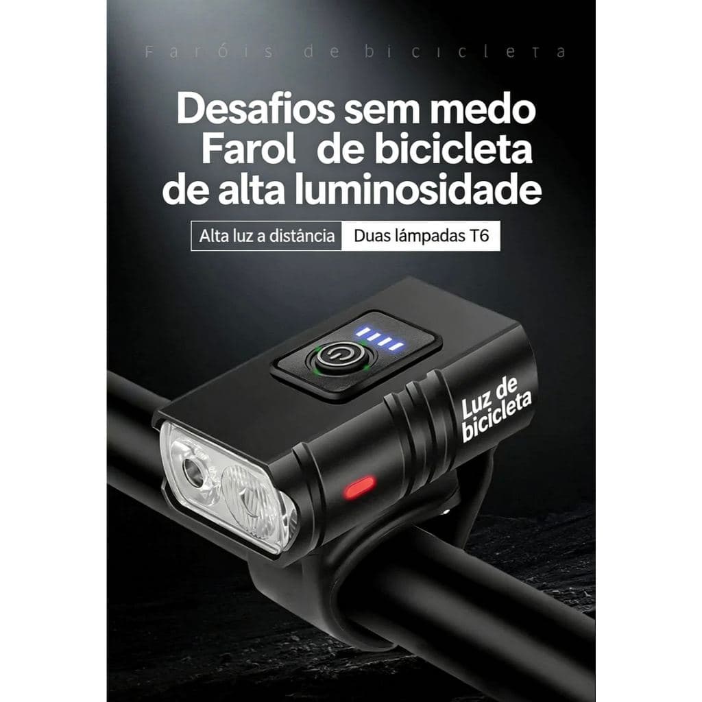 Farol de bicicleta luz frontal forte para ciclismo noturno super brilhante recarregável à prova d'água lanterna EC6190