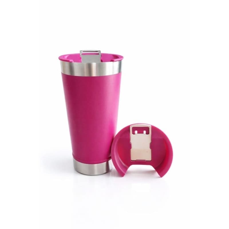 Copo térmico 473ml com tampa e abridor copo térmico inox
