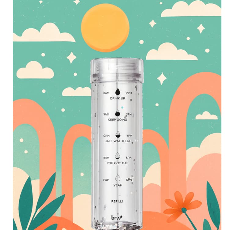 GARRAFA PLÁSTICA TRANSPARENTE COM GLITTER - 500ML