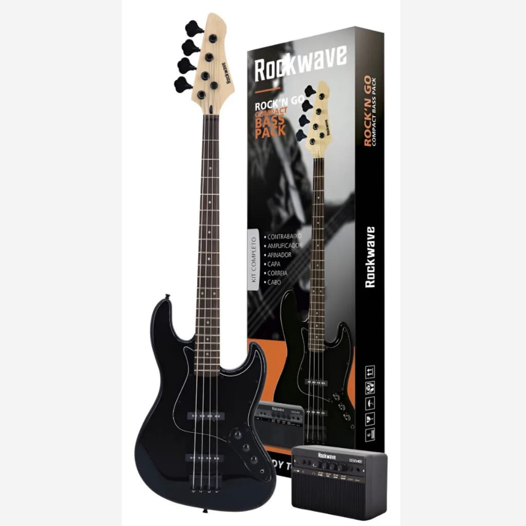Kit Contrabaixo Rockwave RBK400 BK – Completo para Começar a Tocar