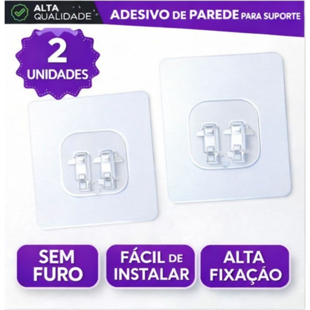 Gancho de Parede Transparente Auto Adesivo Para Prateleira Não Marcante Forte Fixação sem Furo - MZ