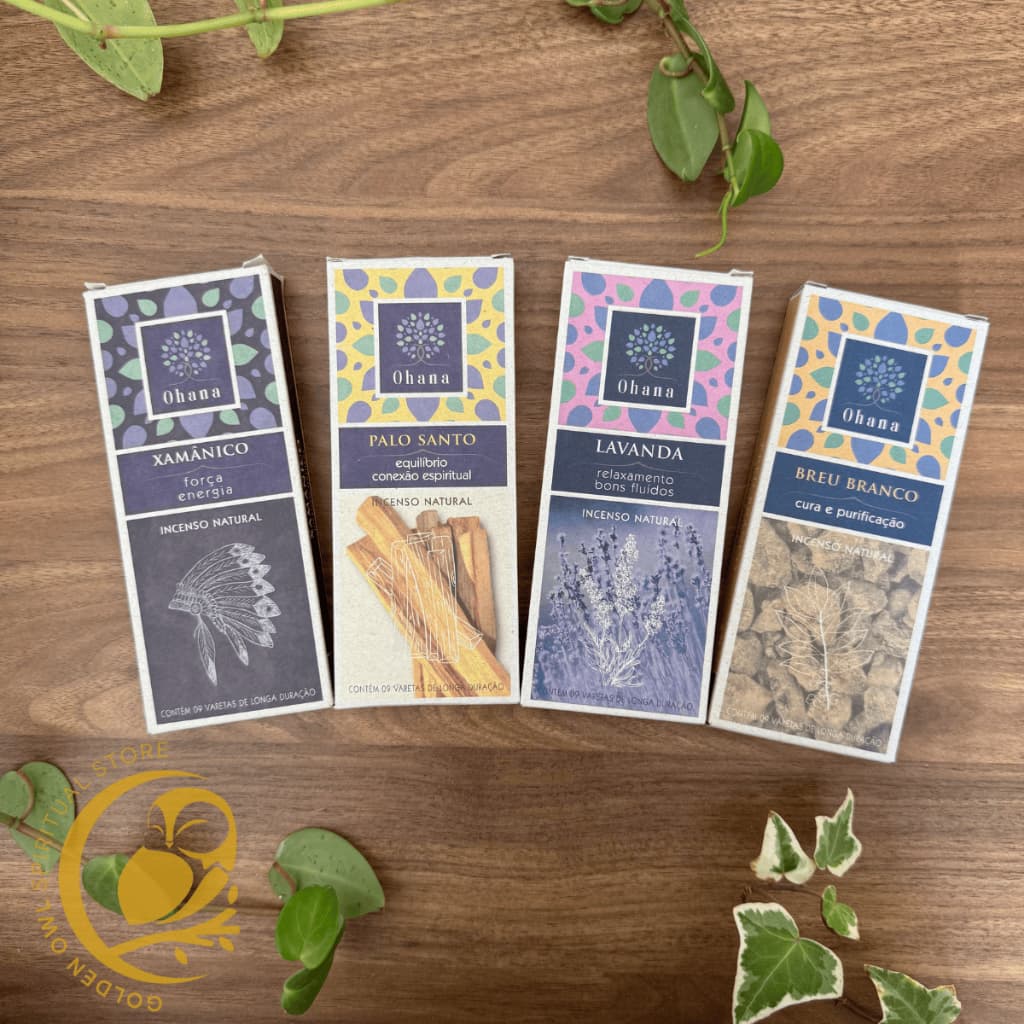 Incenso Natural Xamânico Ohana  Lavanda Arruda 7 Ervas Rosa Palo Santo Canela Cravo Breu Branco