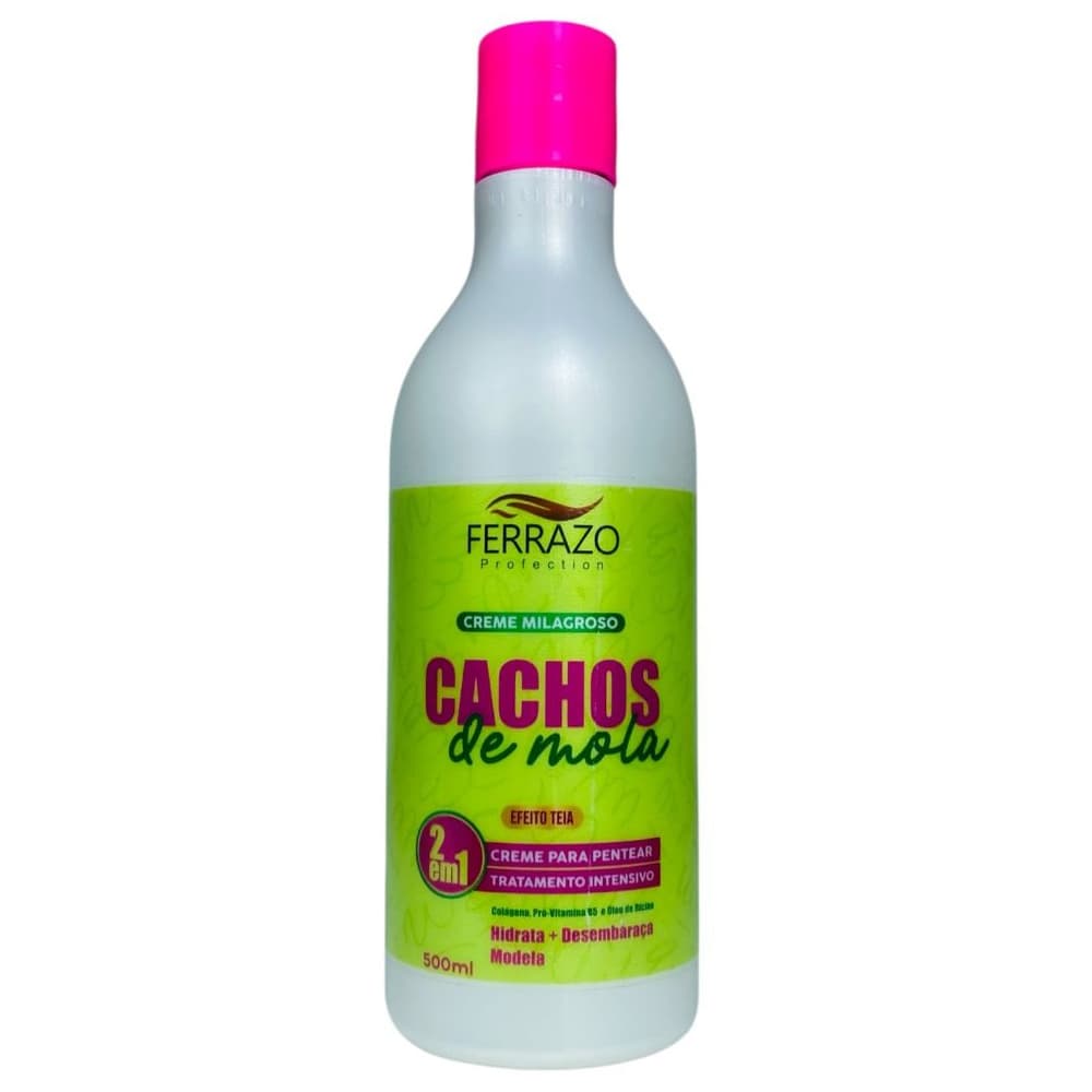 Creme Milagroso Cachos de Mola 2 em 1 Hidrata e Modela Creme Para Pentear 500mL Ferrazo