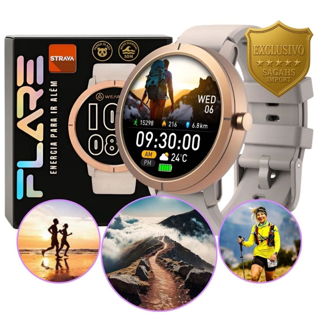 Smartwatch Relogio a Prova D Água Wearzone Flare Gps Duplo Strava 7 Dias de Bateria Original