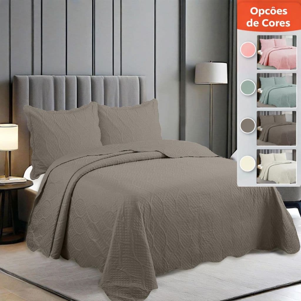 Cobre Leito Colcha Queen Camesa Premium Matelada 3 Peças | Toque Macio e Conforto