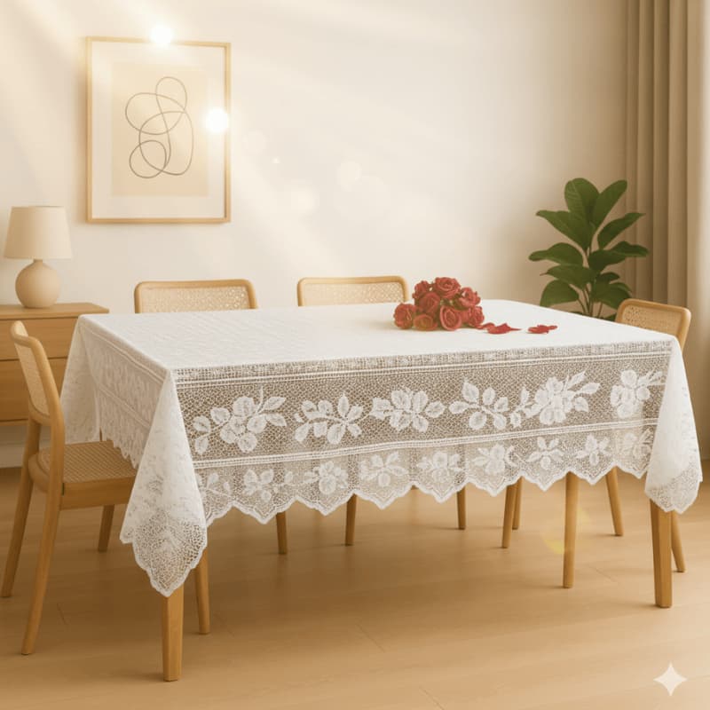 Toalha de Mesa Renda Premium Quadrada 4 Cadeiras - Luxo Sortida
