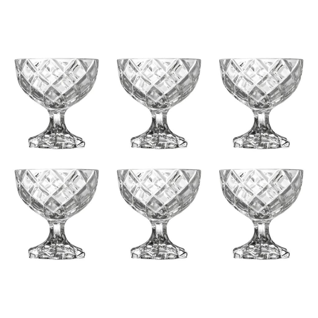 Jogo 6 Taças de Sobremesa de Vidro Deli Diamond 170ml - Lyor