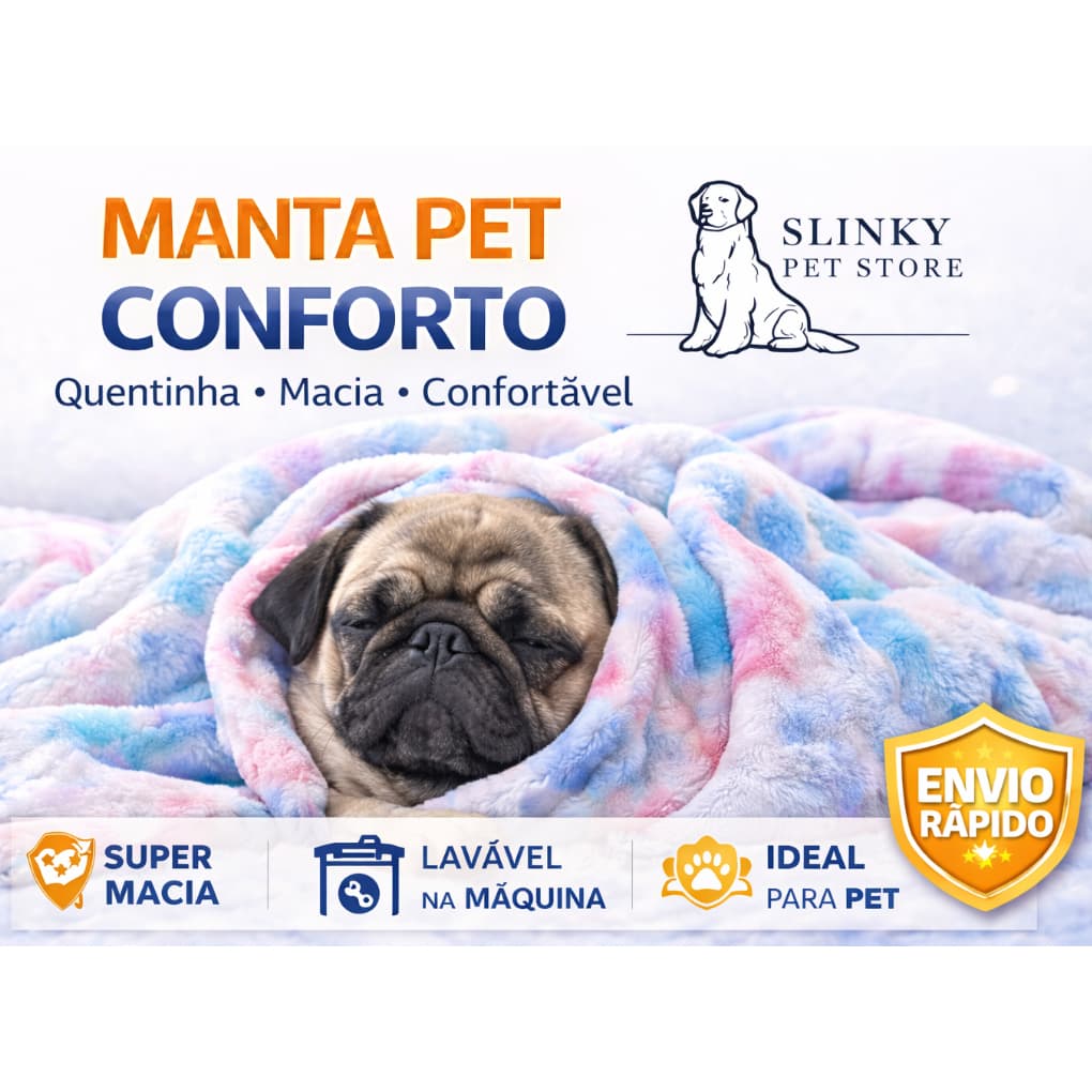 Manta Pet para Cachorro e Gato 70x100cm Macia e Confortável
