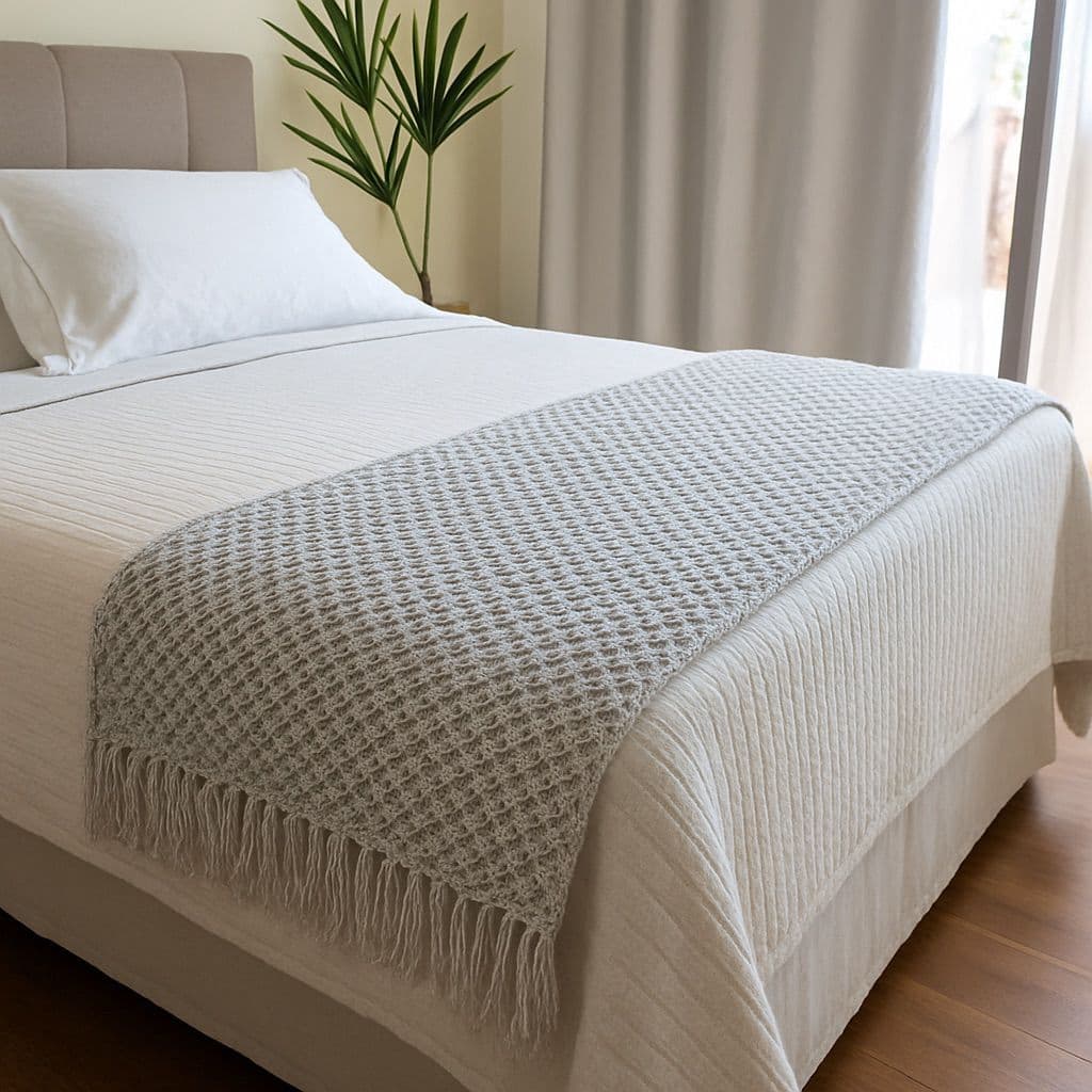 Passadeira Artesanal 2,40x0,54 Algodão 100% | Peseira para Cama Casal Queen | Decoração Natural